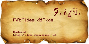 Földes Ákos névjegykártya